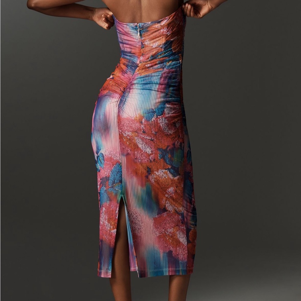Anthropologie Strapless Floral Dress - Pink and Blue size extra small NWT - Picture 7 of 8